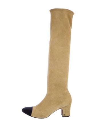 Chanel Interlocking CC Logo Suede Boots