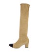 Chanel Interlocking CC Logo Suede Boots