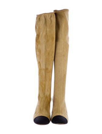 Chanel Interlocking CC Logo Suede Boots