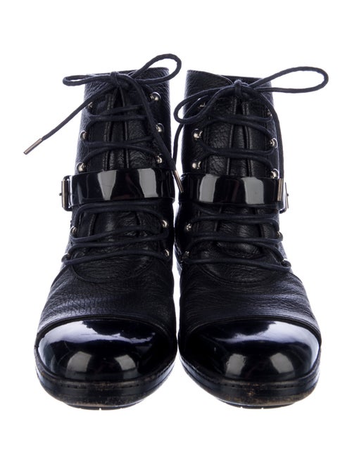 Chanel Interlocking CC Logo Leather Lace-Up Boots