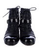 Chanel Interlocking CC Logo Leather Lace-Up Boots