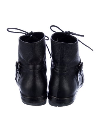 Chanel Interlocking CC Logo Leather Lace-Up Boots