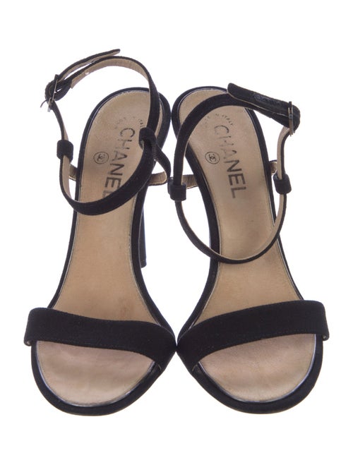 Chanel Interlocking CC Logo Canvas Slingback Sandals