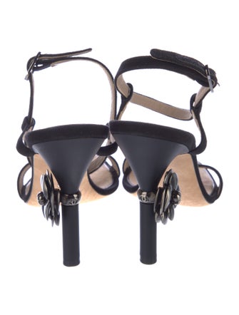 Chanel Interlocking CC Logo Canvas Slingback Sandals