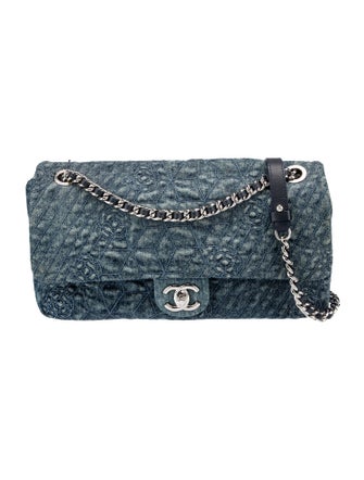 Chanel Denim Camellia Flap Bag
