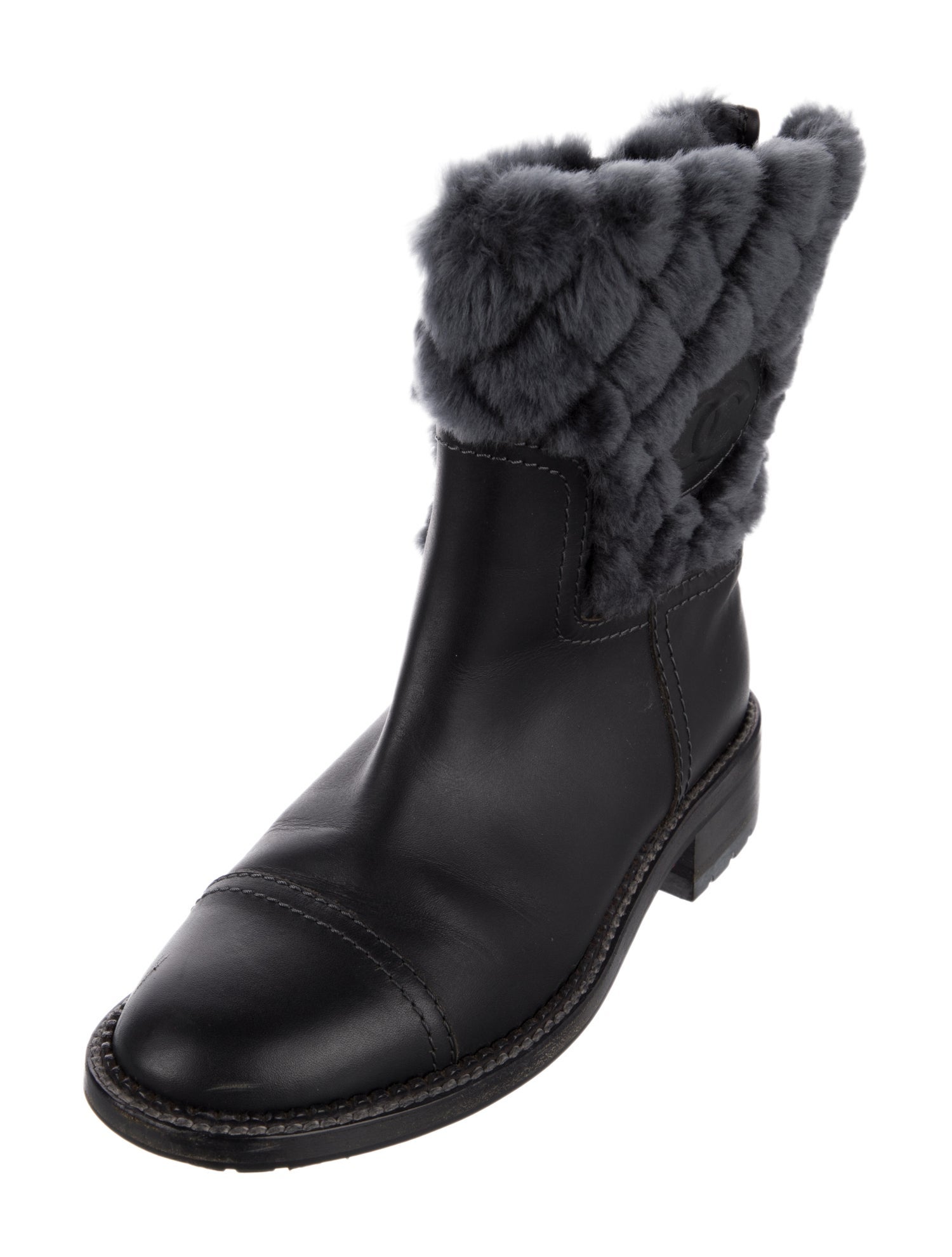 Chanel Interlocking CC Logo Leather Boots