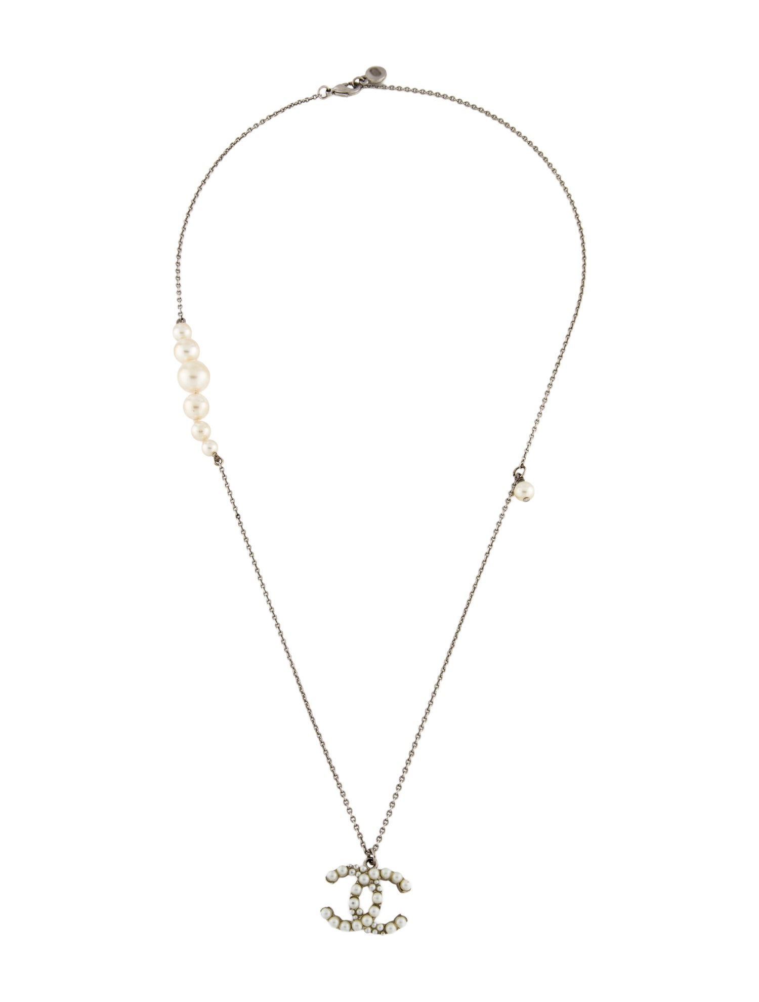 Chanel Faux Pearl CC Pendant Necklace