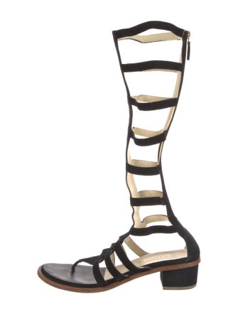 Chanel Interlocking CC Logo Suede Gladiator Sandals