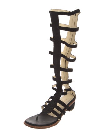 Chanel Interlocking CC Logo Suede Gladiator Sandals