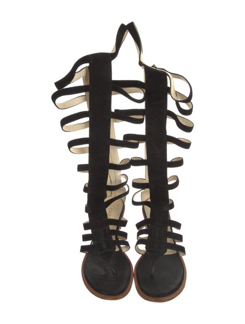 Chanel Interlocking CC Logo Suede Gladiator Sandals