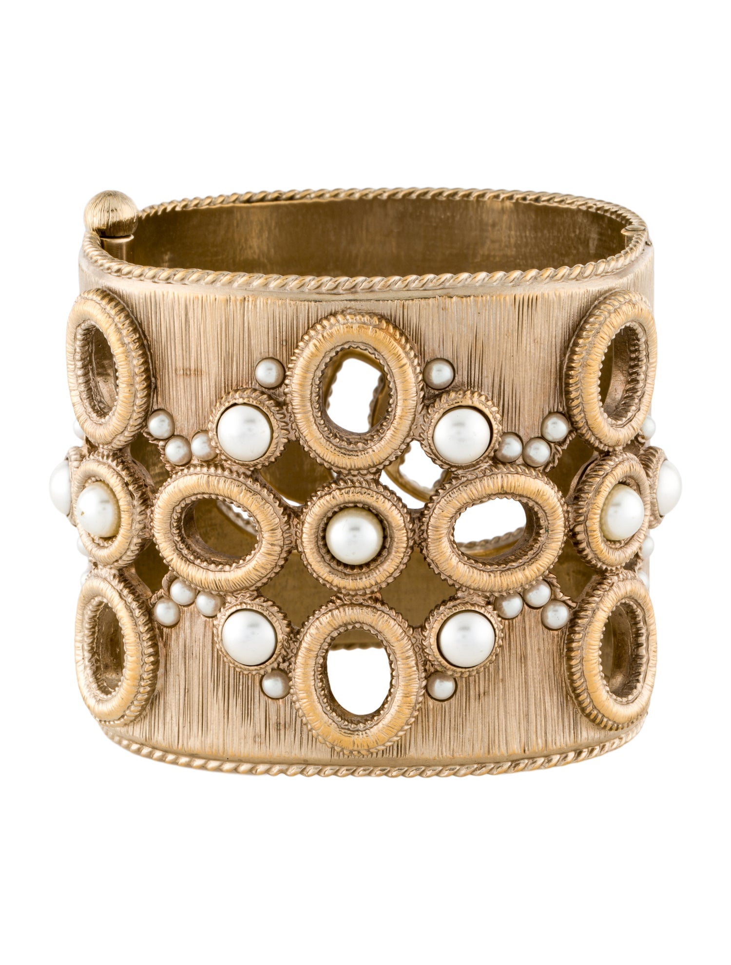 Chanel Faux Pearl Textured CC Bracelet