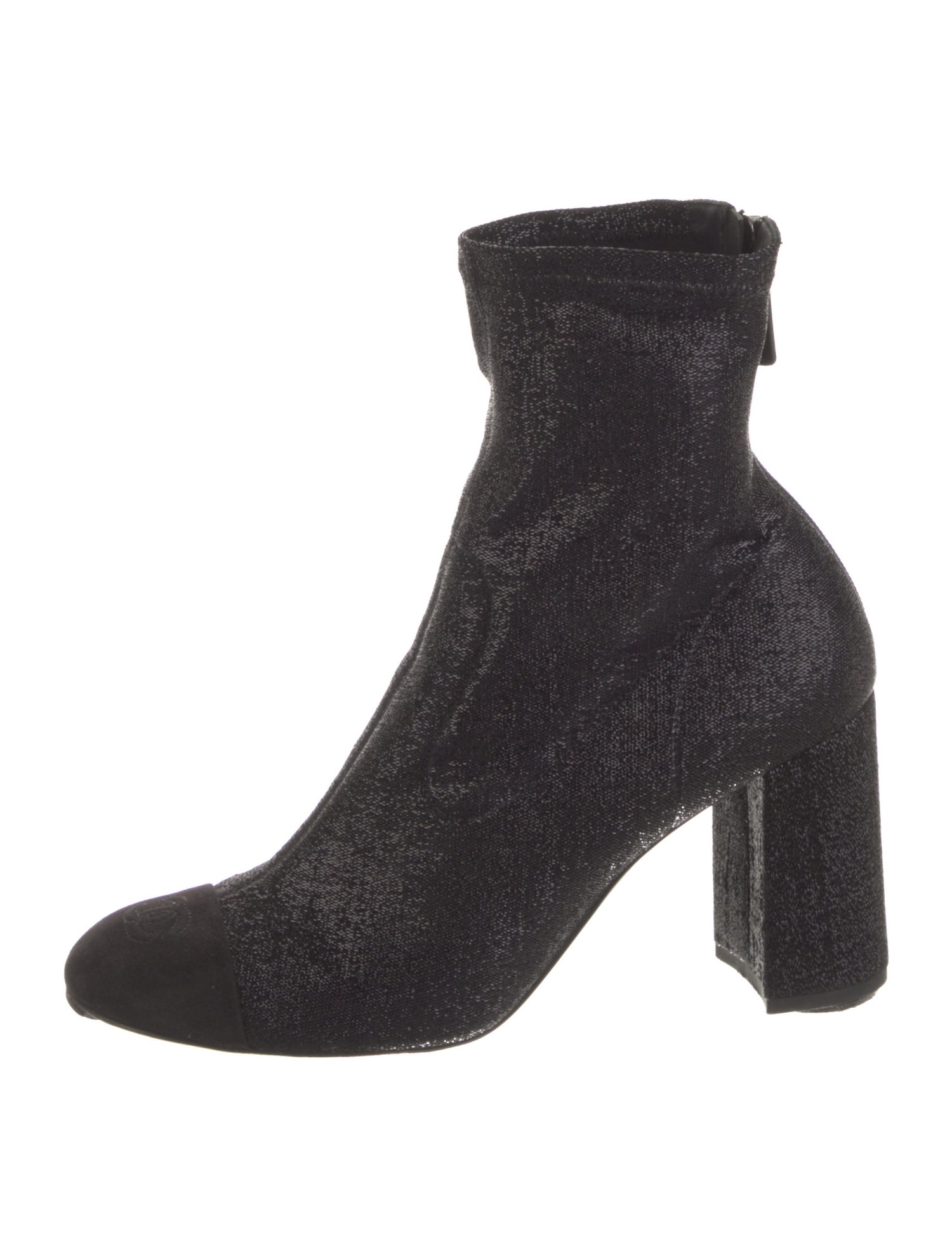 Chanel Interlocking CC Logo Glitter Sock Boots