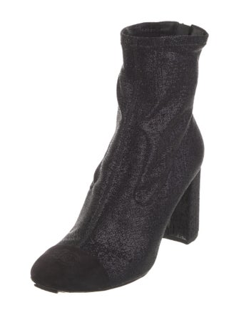 Chanel Interlocking CC Logo Glitter Sock Boots