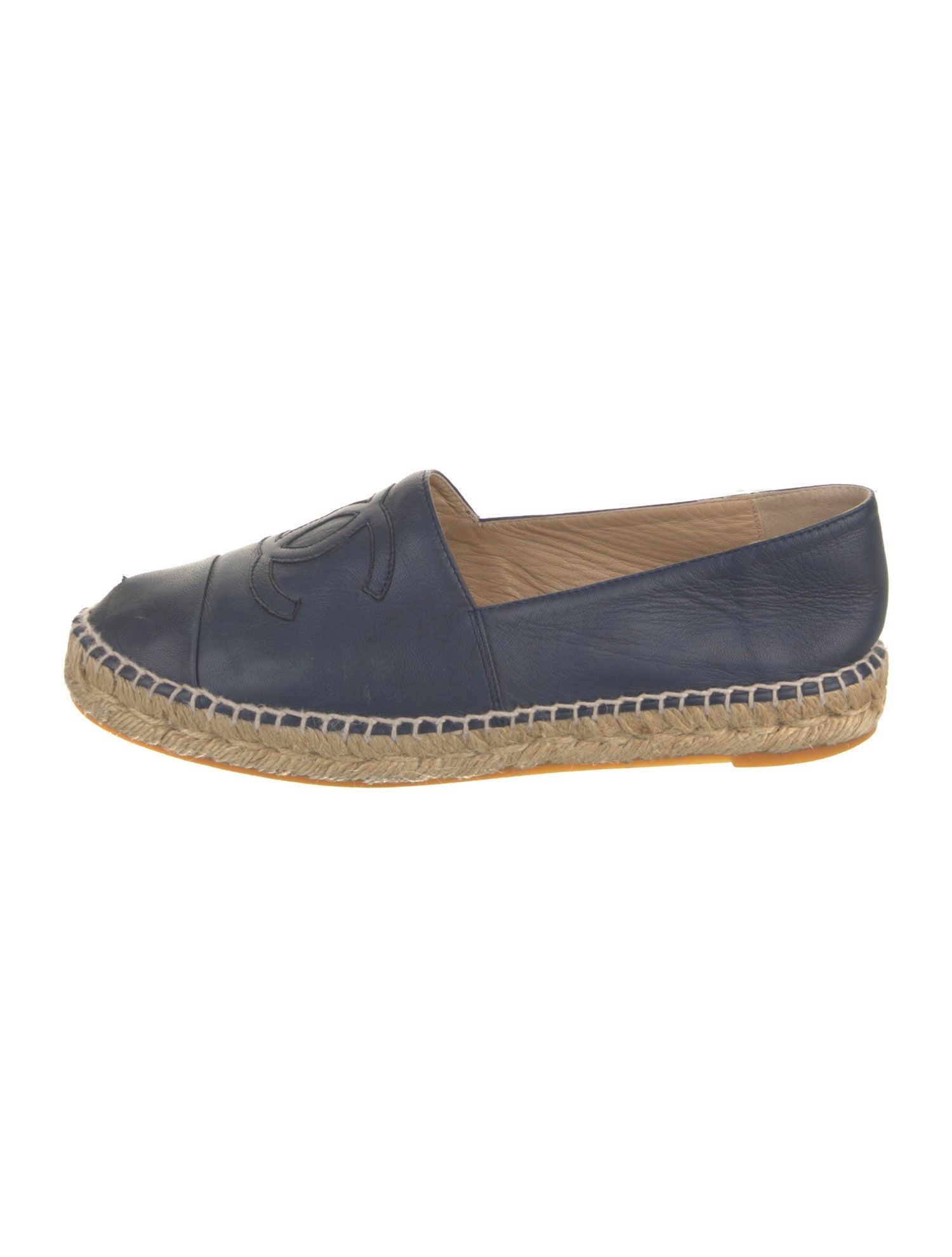 Chanel Interlocking CC Logo Leather Espadrilles