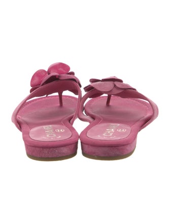 Chanel Interlocking CC Logo Suede Slides