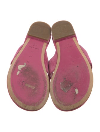 Chanel Interlocking CC Logo Suede Slides