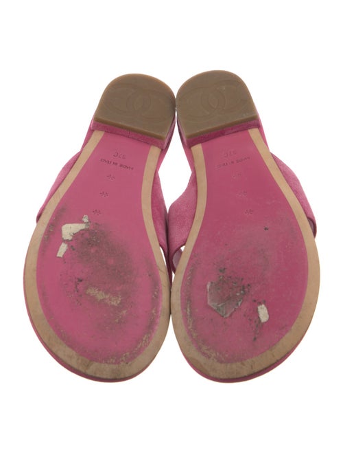 Chanel Interlocking CC Logo Suede Slides