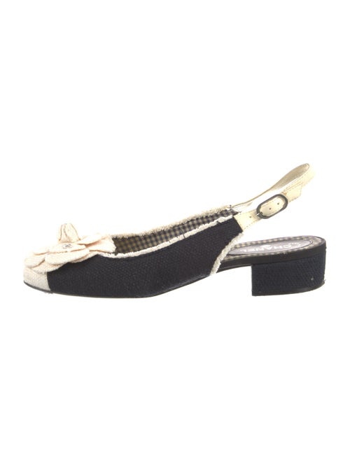 Chanel Interlocking CC Logo Denim Slingback Flats