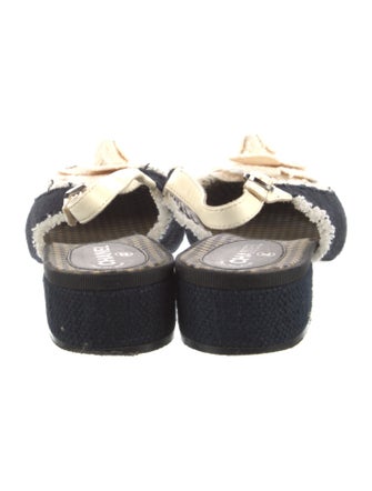Chanel Interlocking CC Logo Denim Slingback Flats