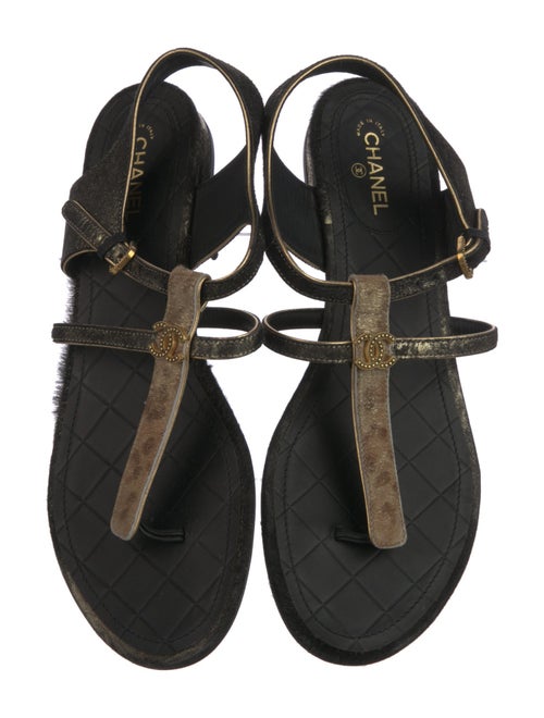 Chanel 2010's Interlocking CC Logo T-Strap Sandals