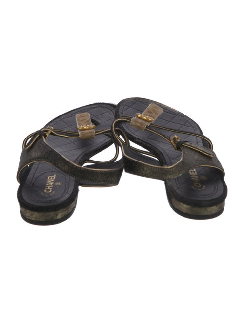 Chanel 2010's Interlocking CC Logo T-Strap Sandals