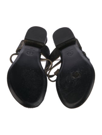 Chanel 2010's Interlocking CC Logo T-Strap Sandals