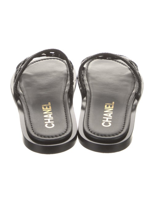 Chanel Interlocking CC Logo Leather Slides