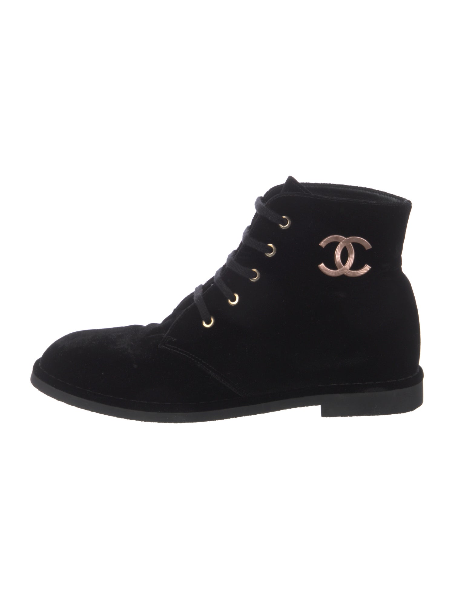 Chanel Interlocking CC Logo Velvet Boots