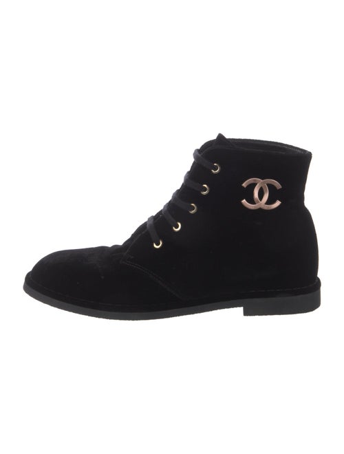 Chanel Interlocking CC Logo Velvet Boots