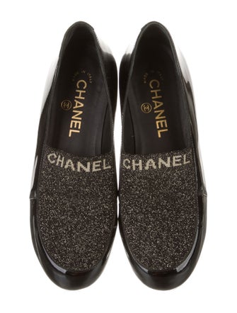 Chanel Patent Leather Graphic Print Loafers