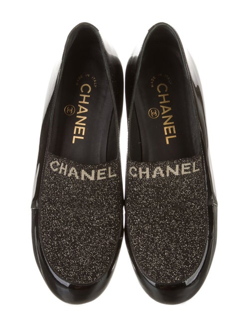 Chanel Patent Leather Graphic Print Loafers