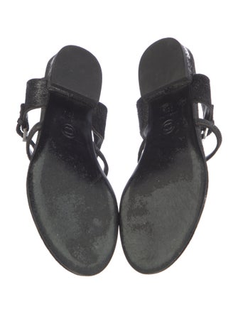 Chanel Interlocking CC Logo Ponyhair T-Strap Sandals