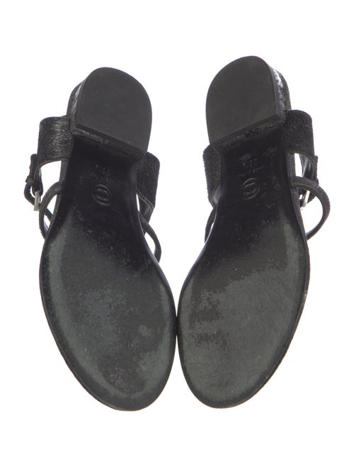 Chanel Interlocking CC Logo Ponyhair T-Strap Sandals