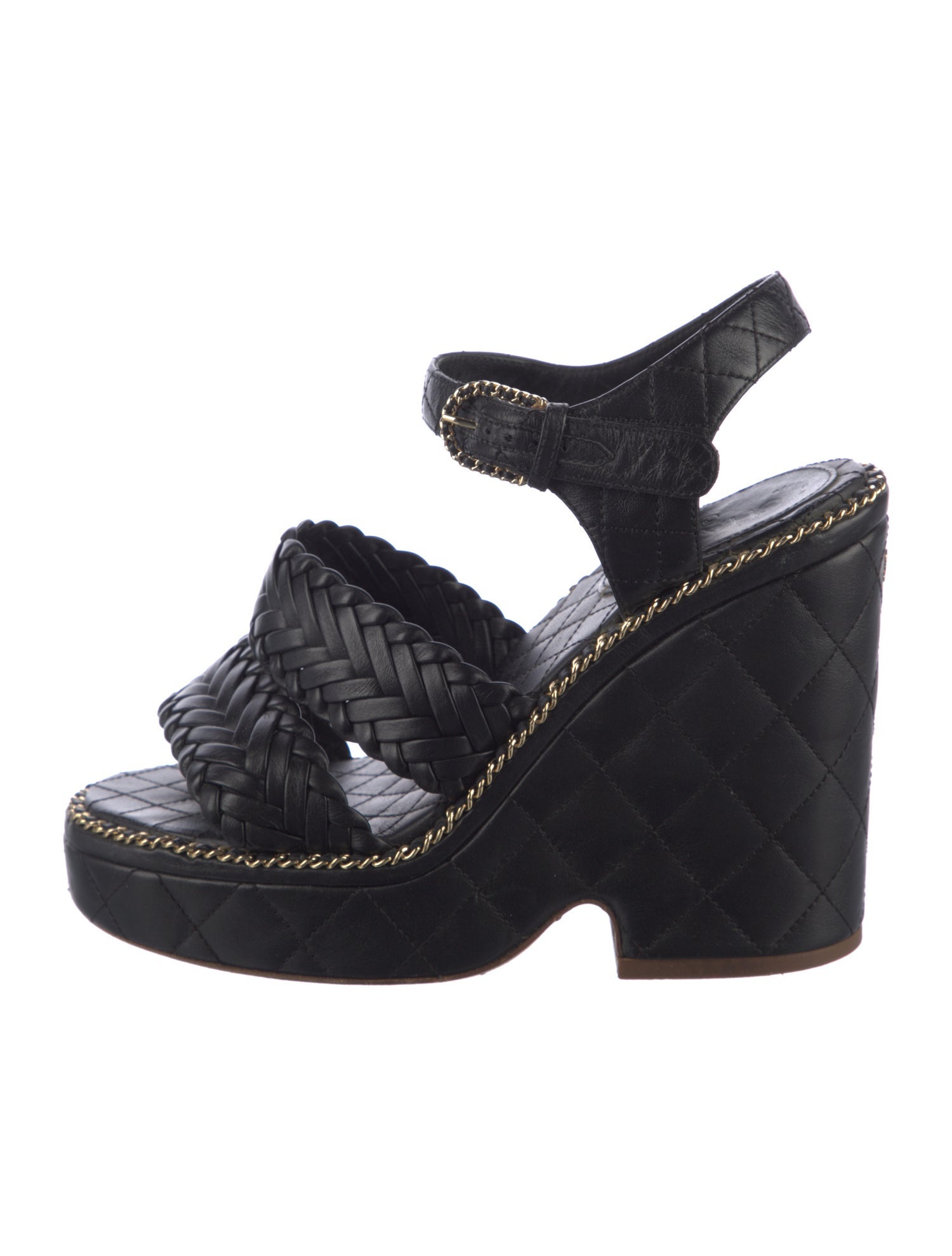 Chanel Interlocking CC Logo Leather Espadrilles