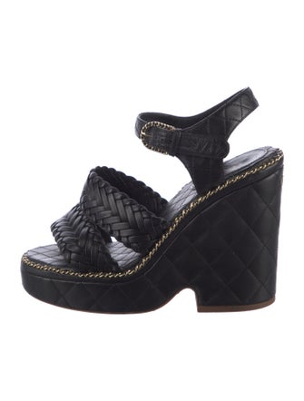 Chanel Interlocking CC Logo Leather Espadrilles