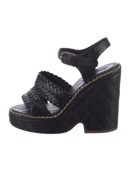 Chanel Interlocking CC Logo Leather Espadrilles