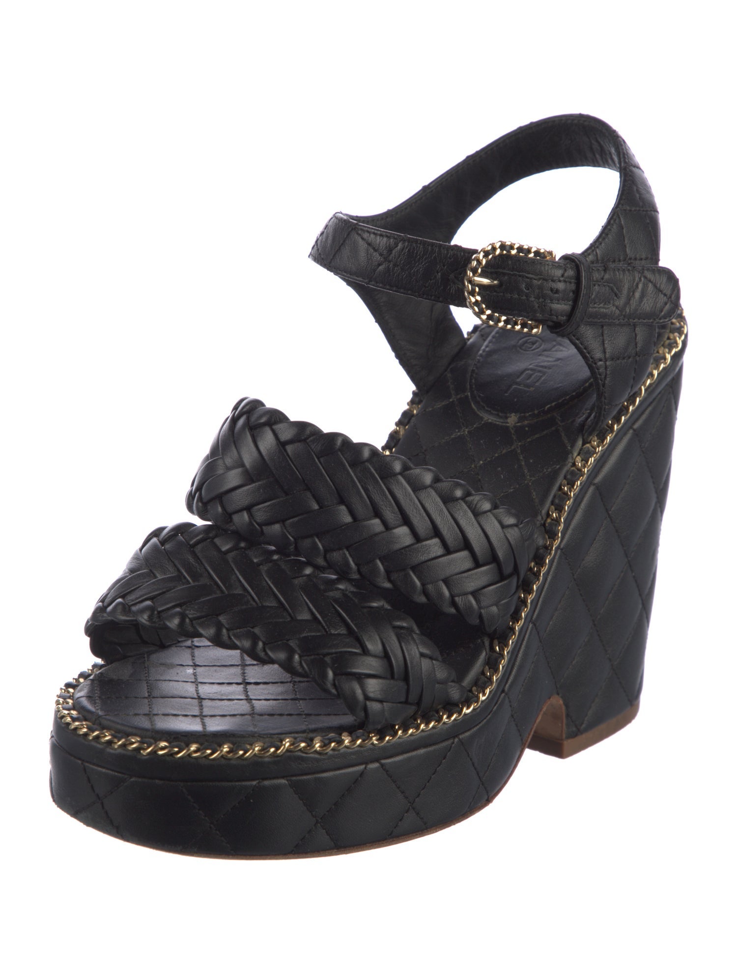 Chanel Interlocking CC Logo Leather Espadrilles