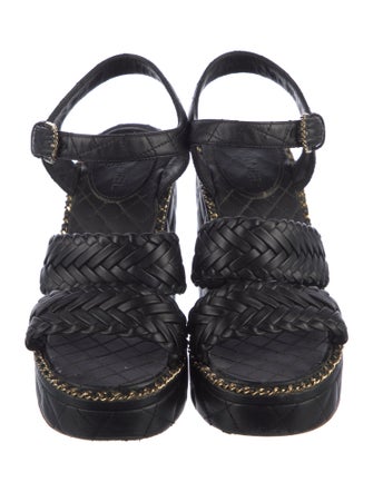 Chanel Interlocking CC Logo Leather Espadrilles