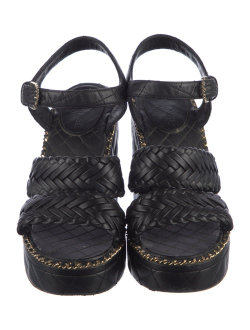 Chanel Interlocking CC Logo Leather Espadrilles