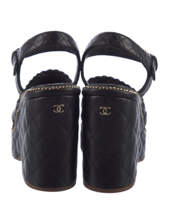 Chanel Interlocking CC Logo Leather Espadrilles