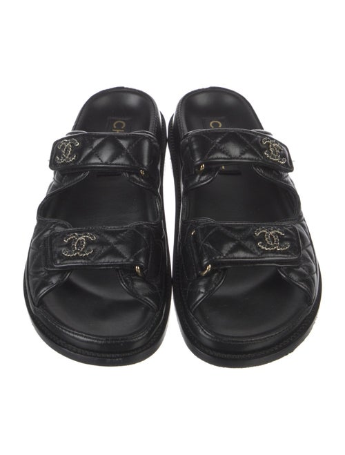 Chanel Interlocking CC Logo Leather Slides