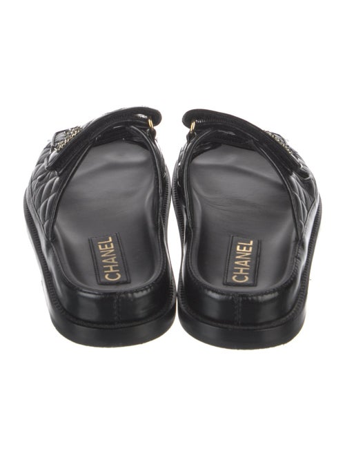Chanel Interlocking CC Logo Leather Slides