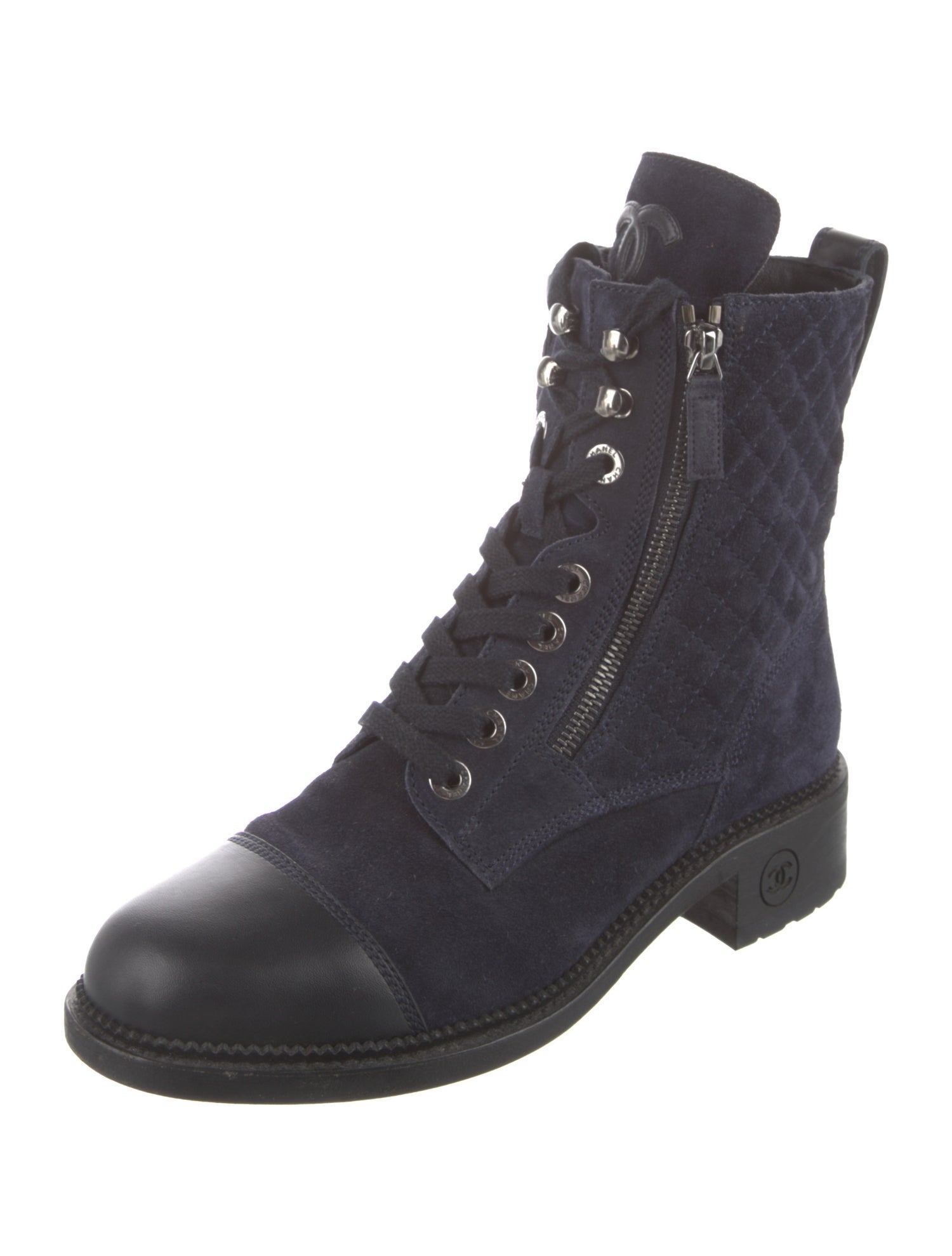 Chanel 2018 Interlocking CC Logo Combat Boots