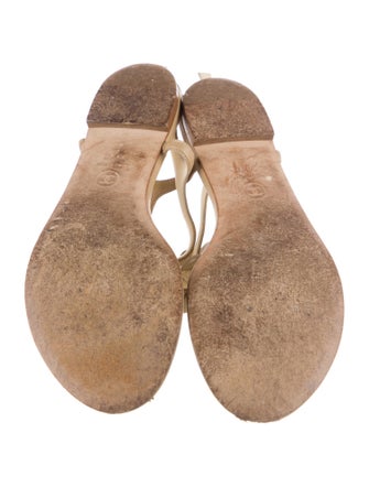 Chanel Interlocking CC Logo Leather T-Strap Sandals