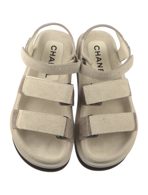 Chanel Interlocking CC Logo Suede Sandals