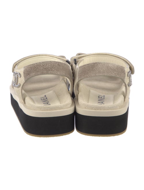 Chanel Interlocking CC Logo Suede Sandals