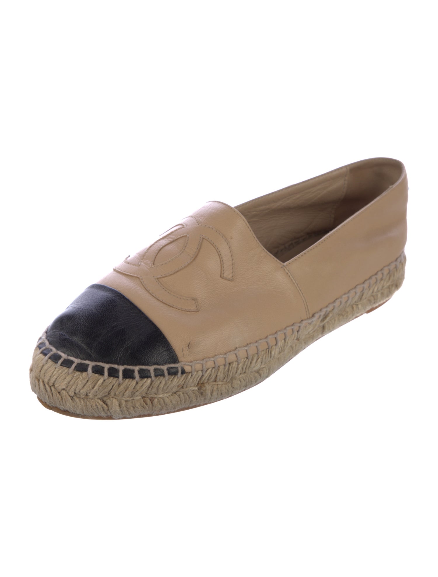 Chanel Interlocking CC Logo Leather Espadrilles