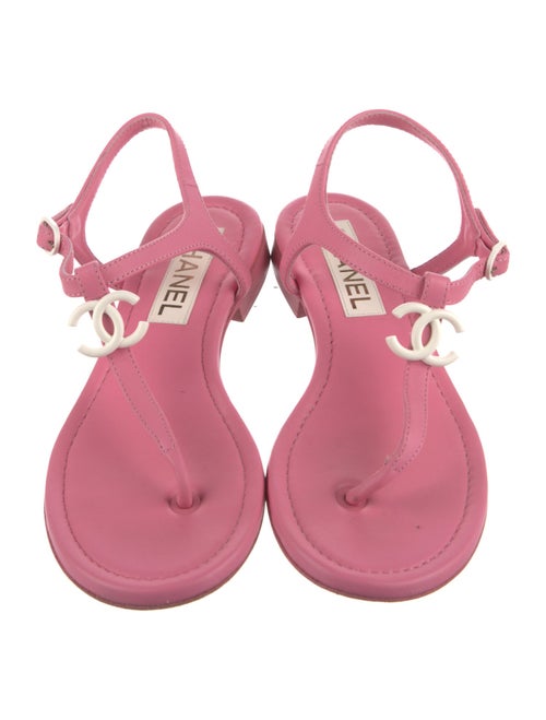 Chanel 2023 Interlocking CC Logo T-Strap Sandals