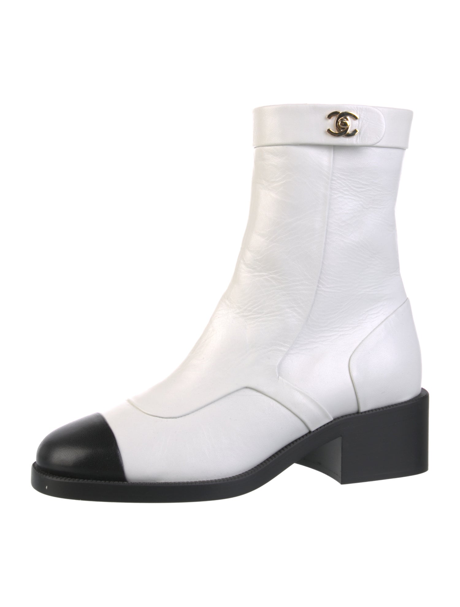 Chanel 2022 Interlocking CC Logo Moto Boots