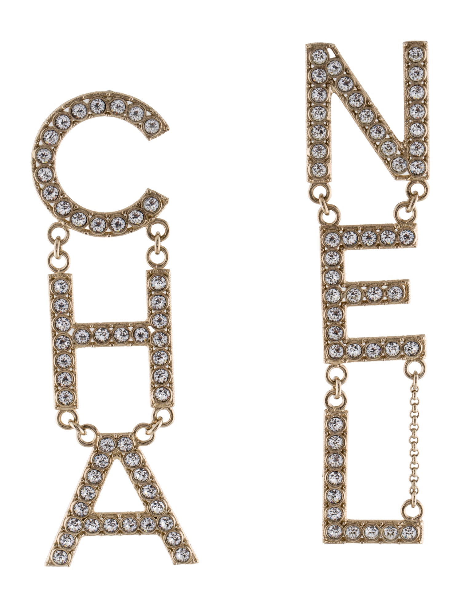 Chanel Chanel Strass 'CHA-NEL' Drop Earrings